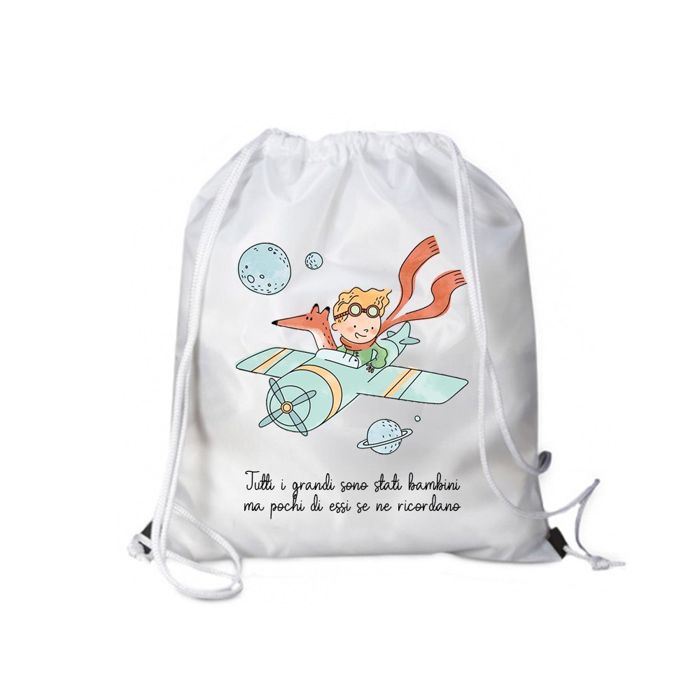 Sacca Zaino in Nylon Piccolo Principe New Personalizzabile - 5pz