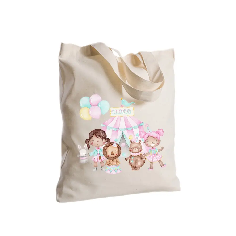 Borsa Shopper Pastel Circus in Tessuto Personalizzabile 2pz