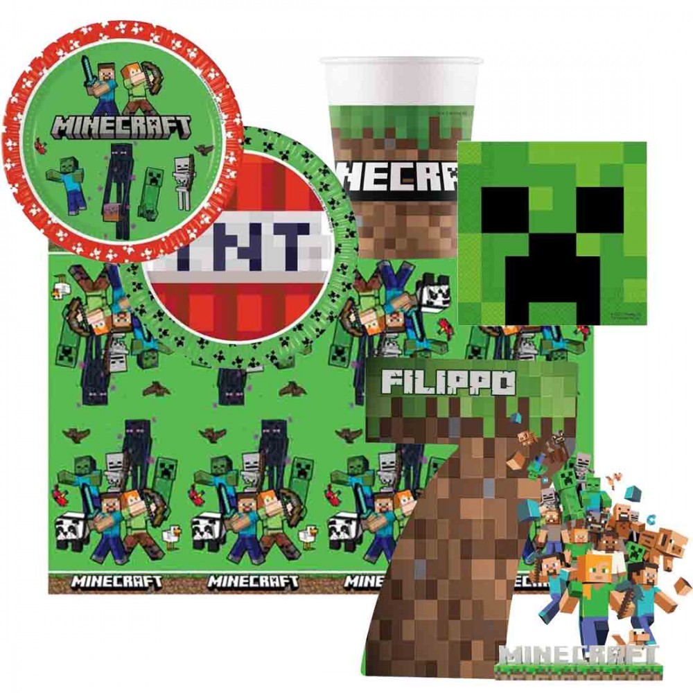 Kit n 81 Addobbi festa Minecraft con sagoma polistirolo personalizzabile