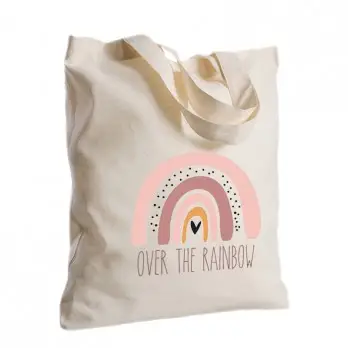 Borsa Shopper arcobaleno boho rosa in Tessuto Personalizzabile 2 pz