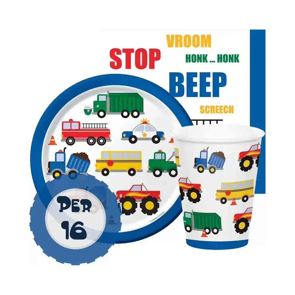 SET 64PZ  - DECORAZIONI COMPLEANNO TRAFFIC JAM KIT N 2