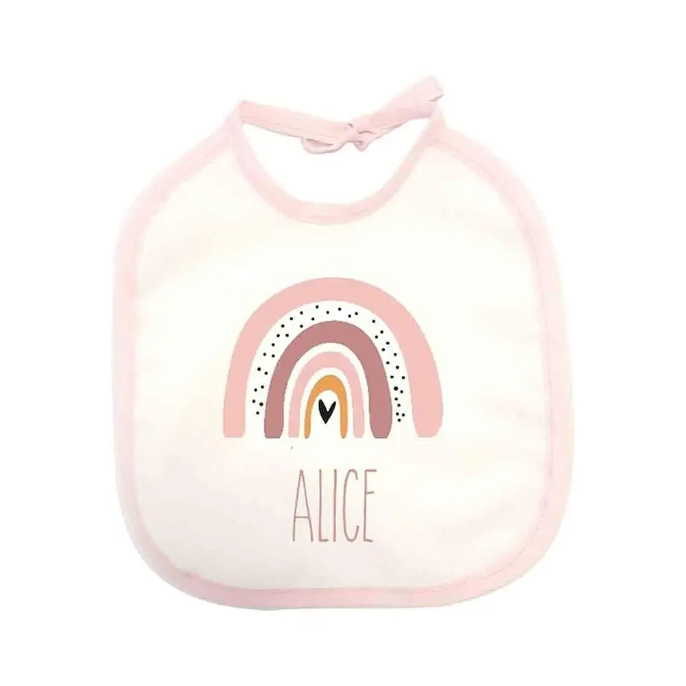 Bavetta personalizzata arcobaleno boho rosa