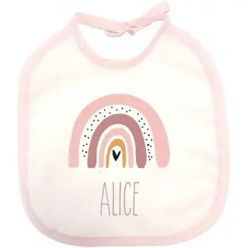 Bavetta personalizzata arcobaleno boho rosa