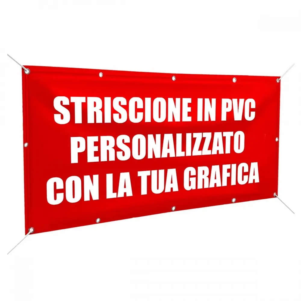 Striscione Banner in pvc personalizzabile per feste con occhielli 100 x 130 cm