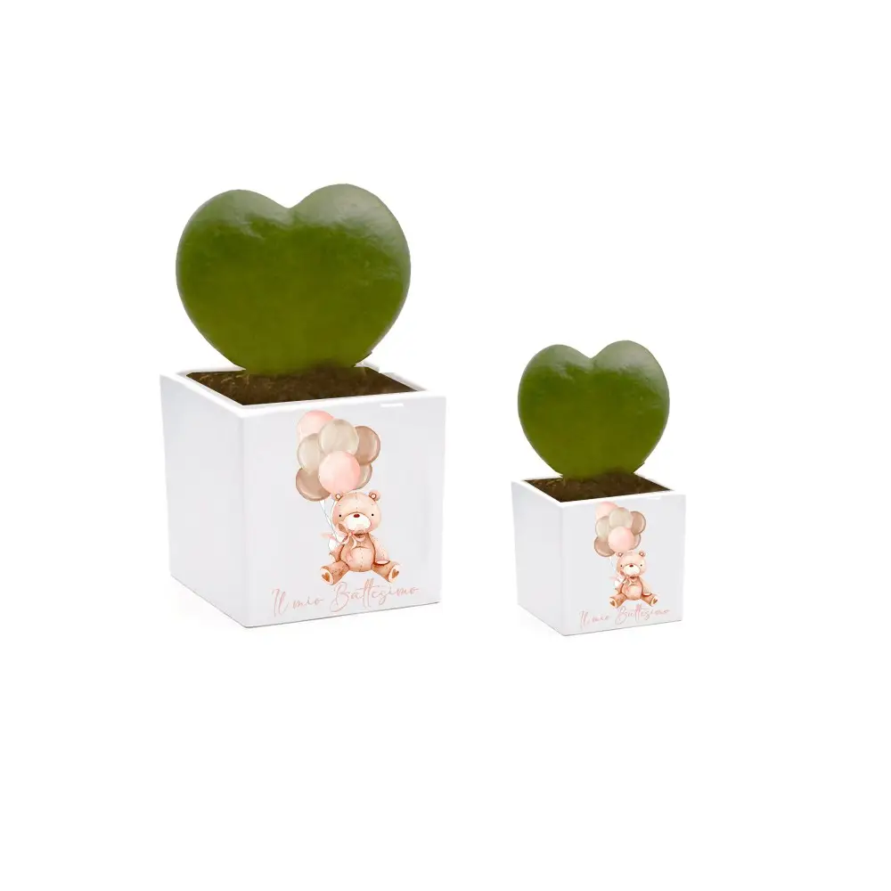 Vaso Orsetta con palloncini rosa personalizzabile