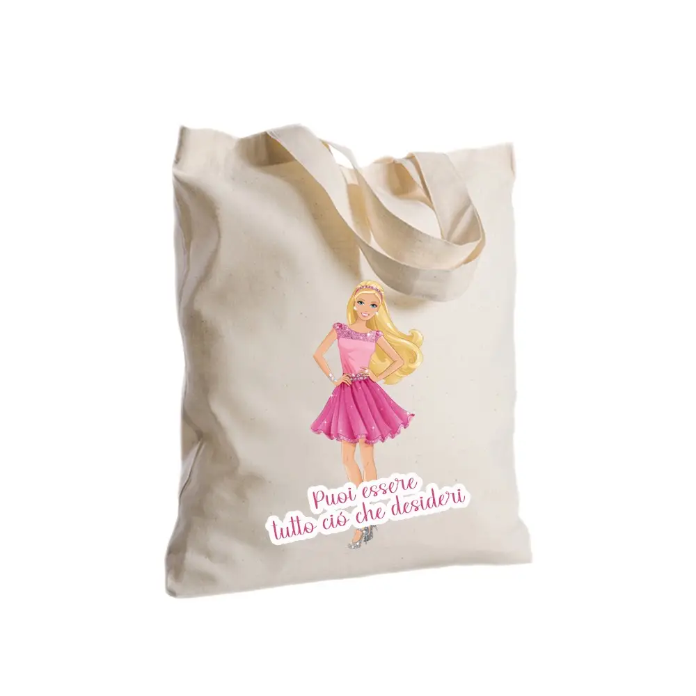 Borsa Shopper Barbie in Tessuto Personalizzabile 2 pz
