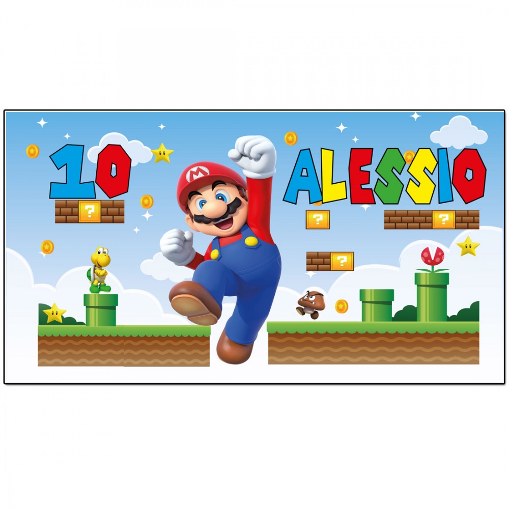 Striscione Banner Super Mario Personalizzabile in pvc 100cmx50cm