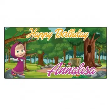 Striscione Banner Masha e Orso Personalizzabile in pvc 100x50cm