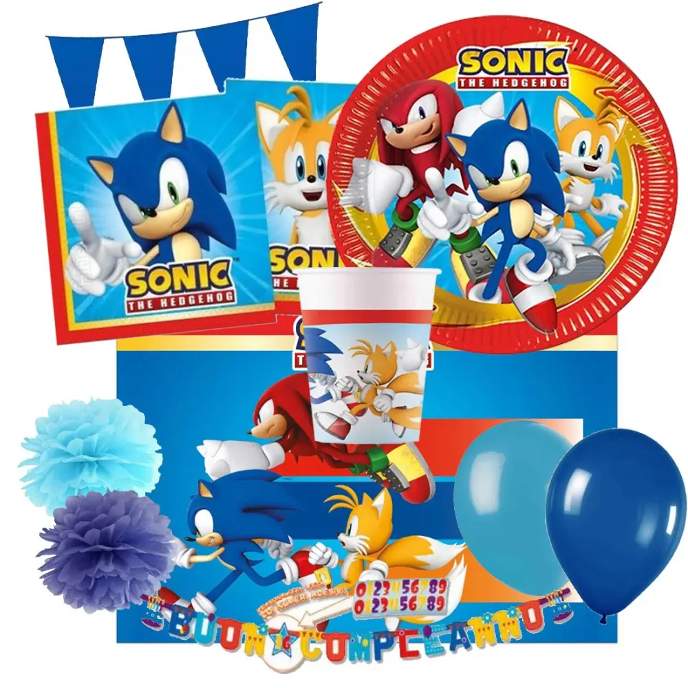 KIT N.59 SONIC - ACCESSORI TAVOLA PER COMPLEANNI