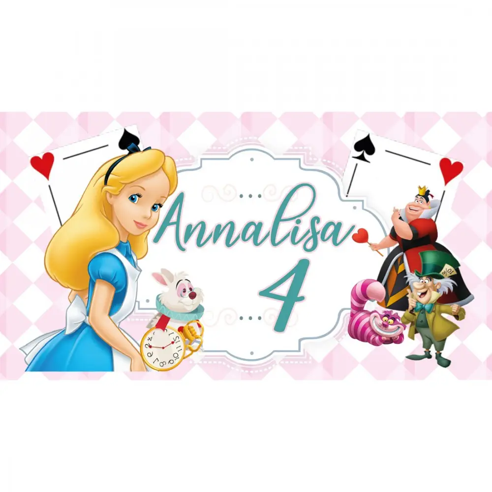 Striscione Banner Alice nel paese delle Meraviglie Personalizzabile