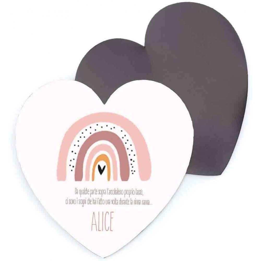 10 magneti Cuore Personalizzabili con Nome 5 cm Arcobaleno rosa