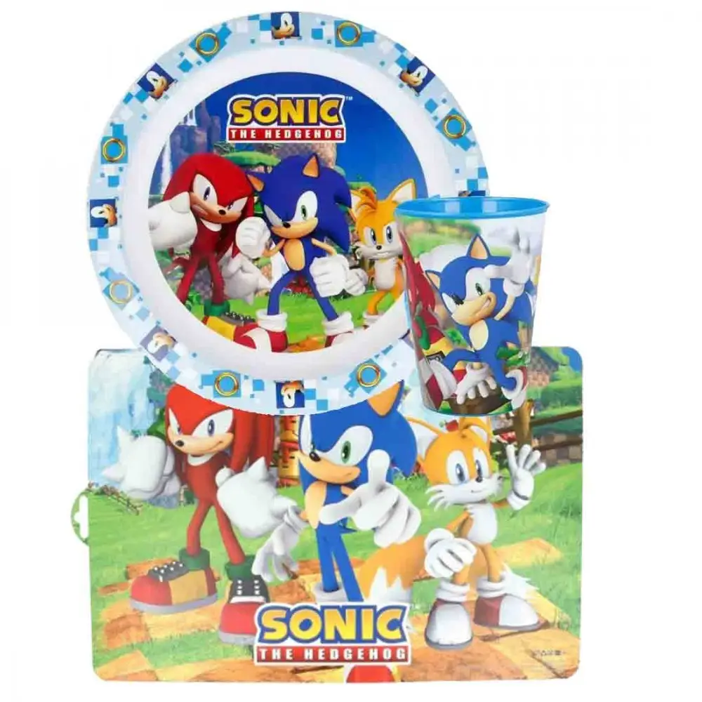 SET 3 PEZZI PAPPA SONIC PIATTO + BICCHIERE + TOVAGLIETTA