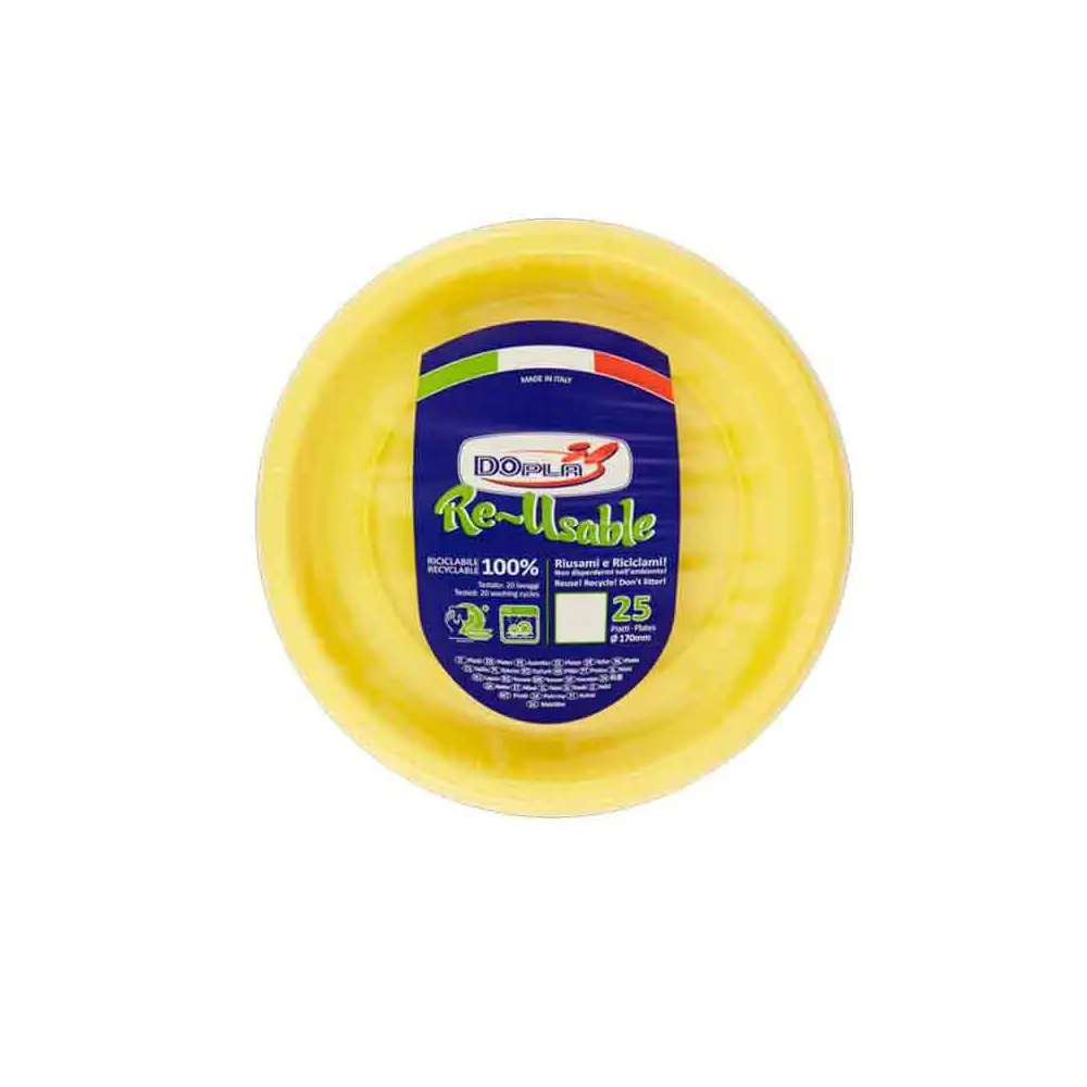 25 piatti Dessert in plastica riutilizzabili 17 cm giallo