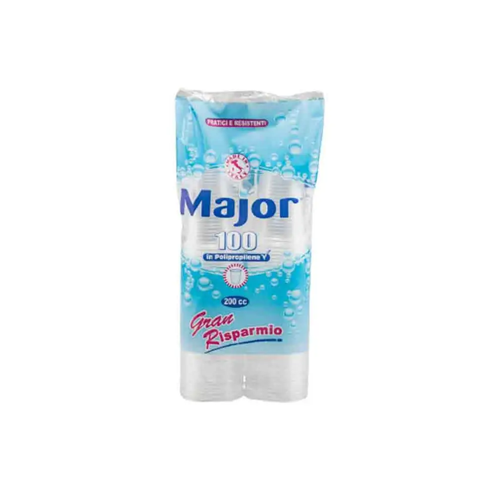 Bicchieri Major 200 cc 100 pz plastica trasparenti