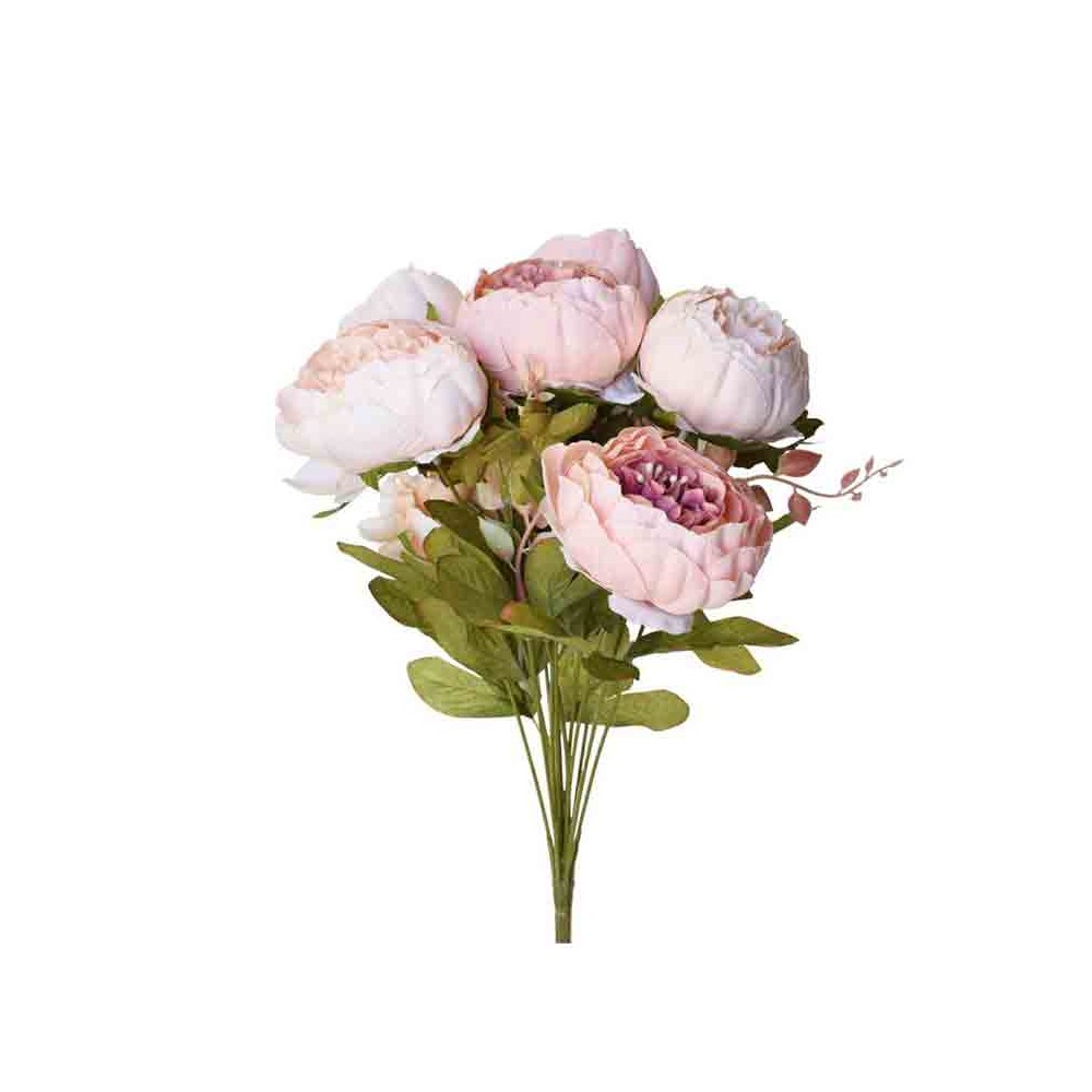 Bouquet di peonie artificiali color pesca 45 cm