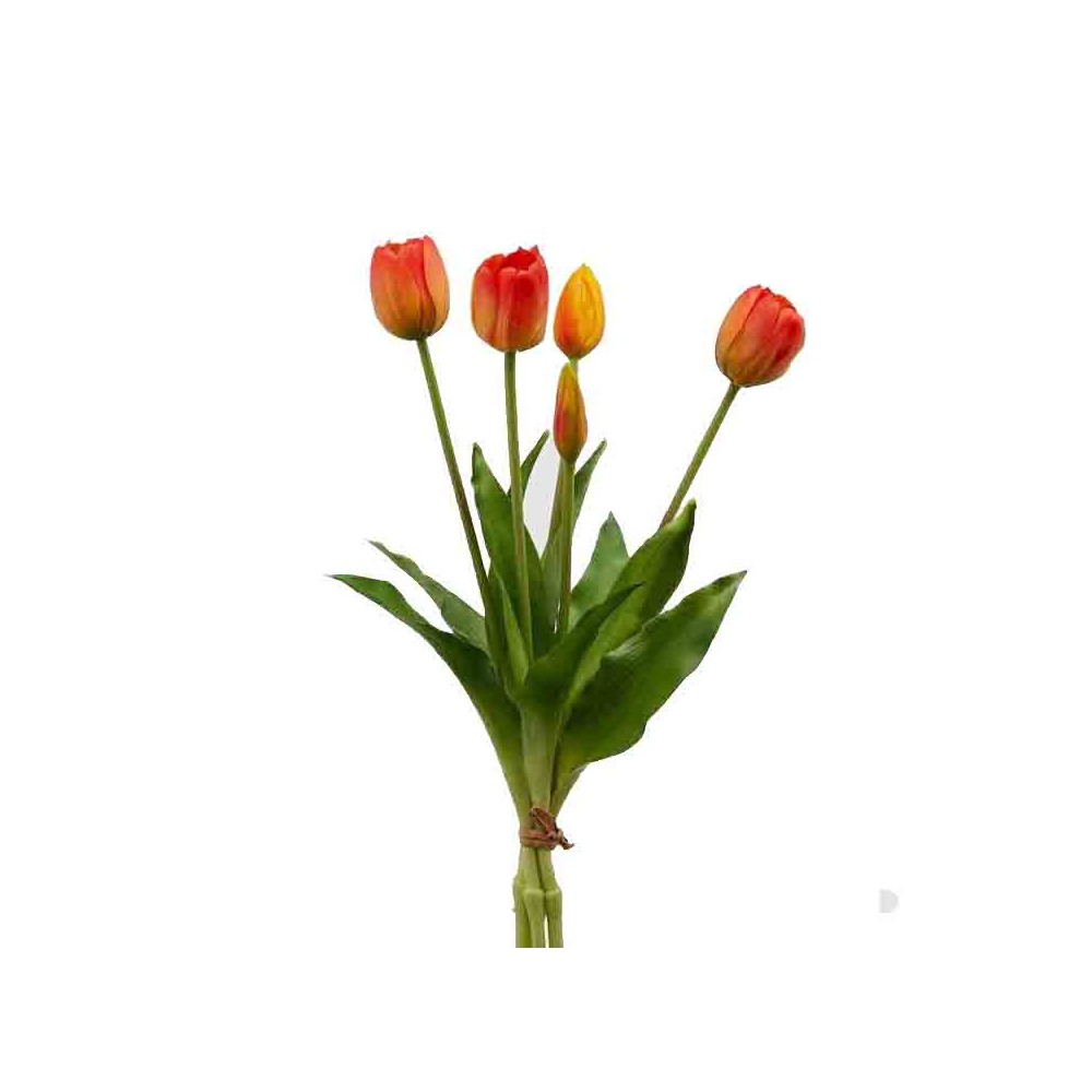 mazzo di tulipani artificiali 5 pz  arancione real touch TI-15930061-14