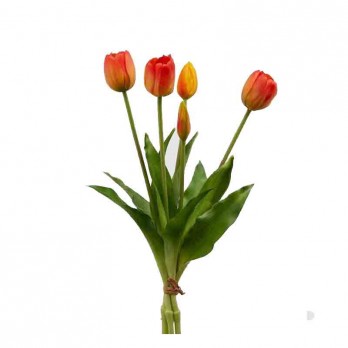 mazzo di tulipani artificiali 5 pz  arancione real touch TI-15930061-14