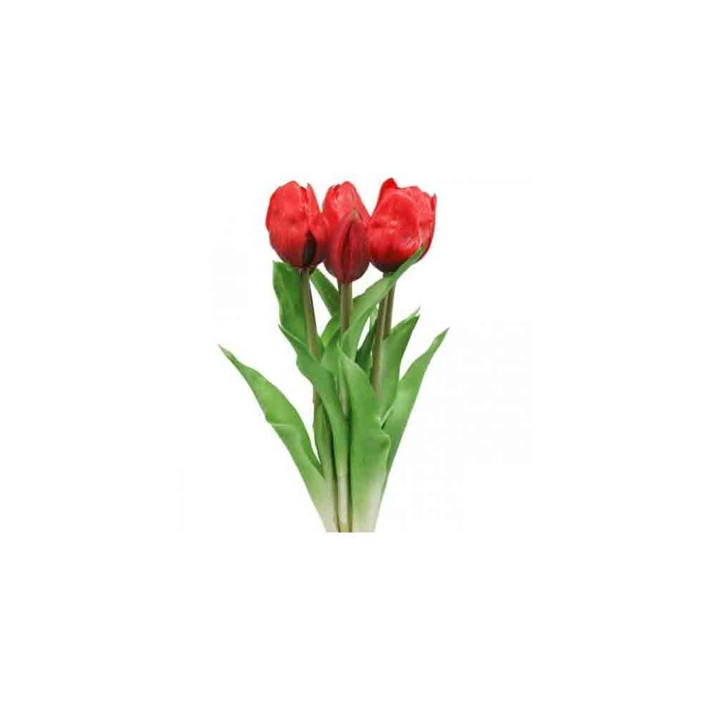 mazzo di tulipani artificiali 5 pz.red rosso real touch TI-15930061-03