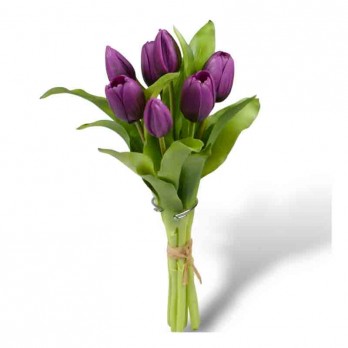 mazzo di tulipani artificiali 7 pz. purple viola real touch TI-15930055-110