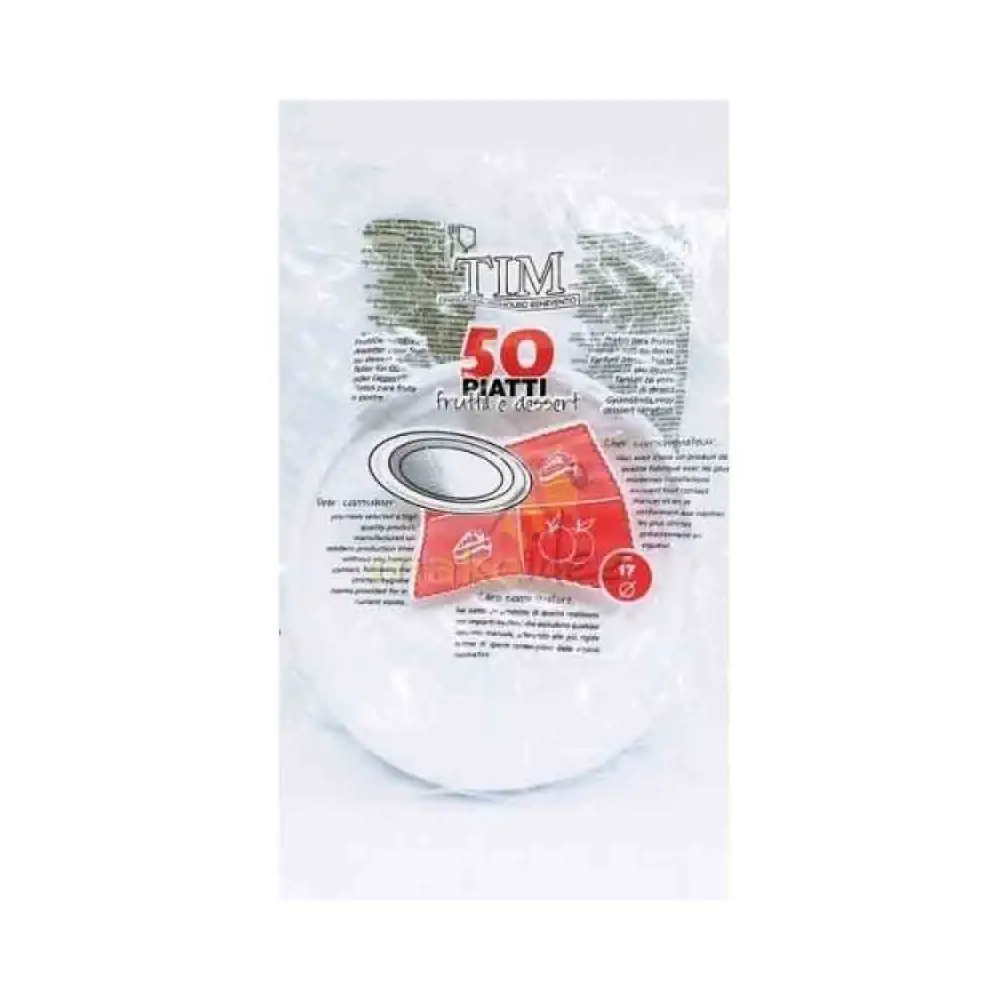 Piatti frutta plaatica bianchi 17 cm 50 pz dessert