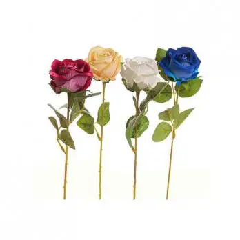 ramo rosa artificiale singola 4 colori assortiti e casuali CN-2FV1666/350 52 cm