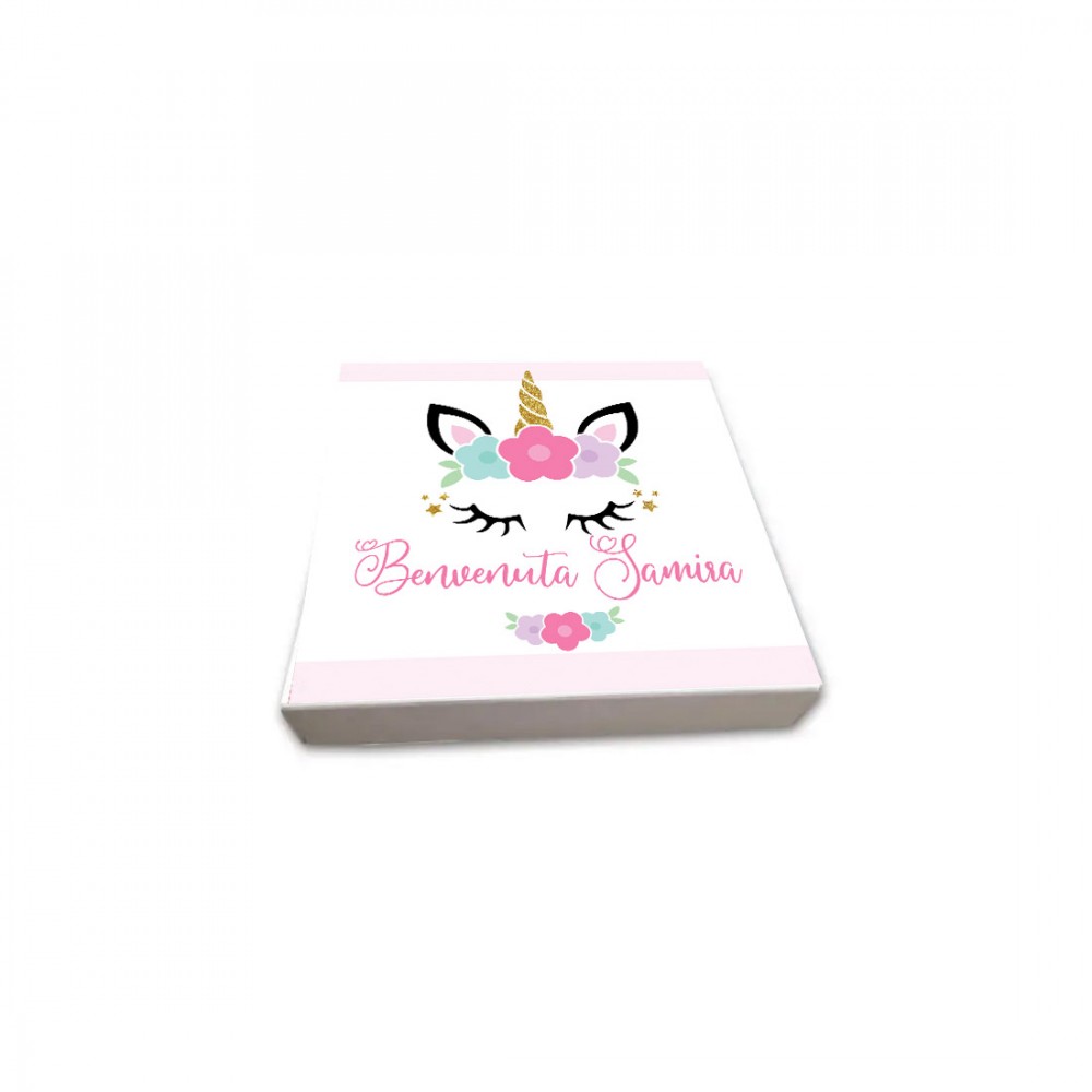Set scatoline portaconfetti cubetto 20pz con Scatola Unicorno Magico - Personalizzabile