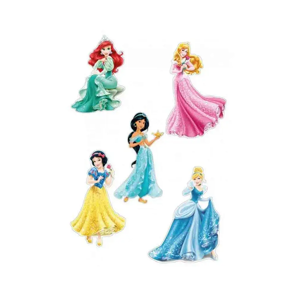 Set per Decorazione Torta Principesse Disney con 5 Topper Picks e Candelina Numerale