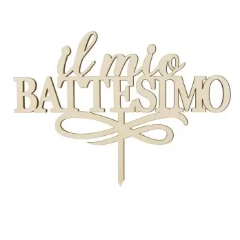 Cake Topper Personalizzabile per Battesimo In Legno