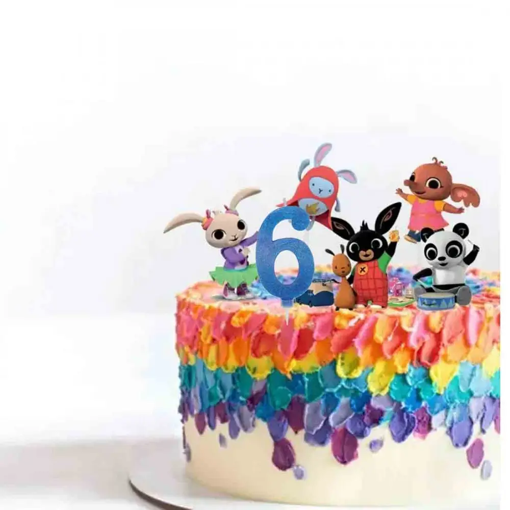 Set per Decorazione Torta Bing con 5 Topper Picks e Candelina Numerale