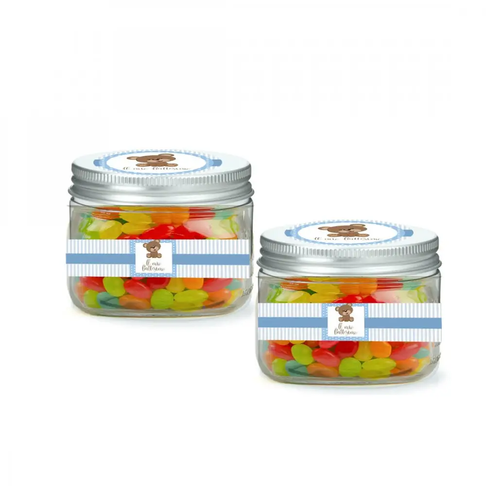 BARATTOLINI BATTESIMO ORSETTO CELESTE CON JELLY BEANS - 10 PZ