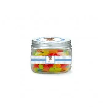 BARATTOLINI BATTESIMO ORSETTO CELESTE CON JELLY BEANS - 10 PZ
