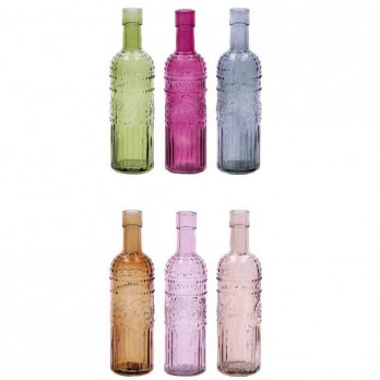 Bottiglia in vetro 6 colori assortiti e casuali dia 5,5 cm x 20 cm h S-80846