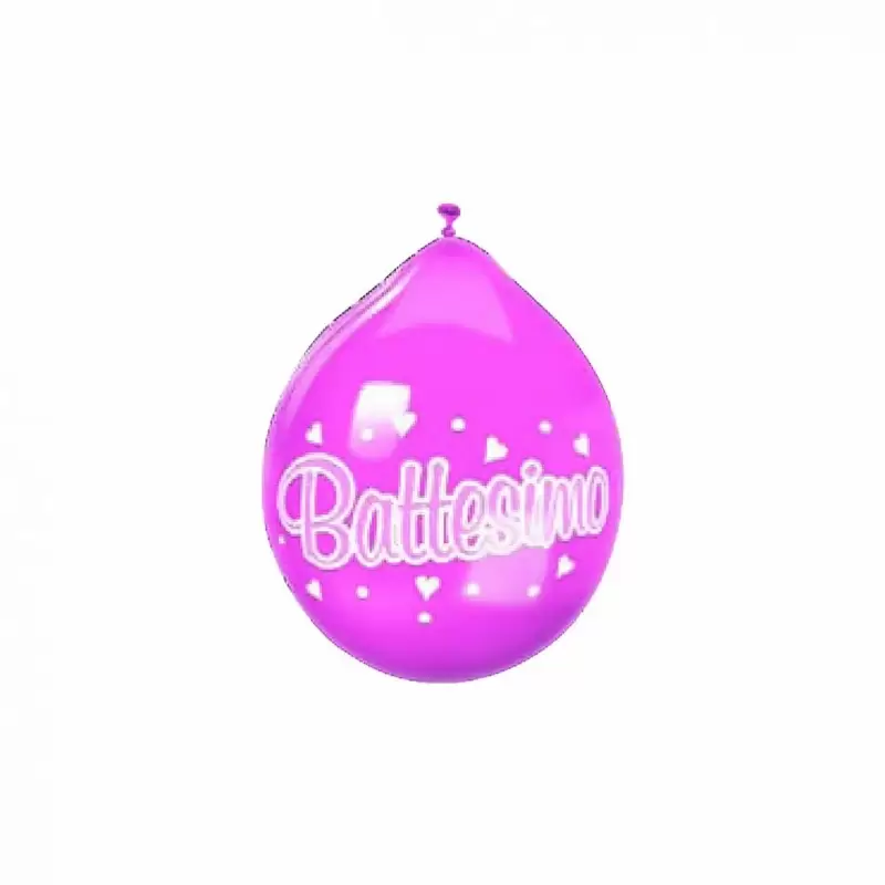 16 PALLONCINI IN LATTICE ROSA IL MIO BATTESIMO FIOCCO PA21