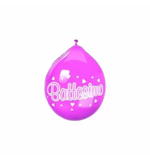 16 PALLONCINI IN LATTICE ROSA IL MIO BATTESIMO FIOCCO PA21
