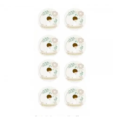 Adesivo tondo 3,5 cm prima comunione bimbo crema
