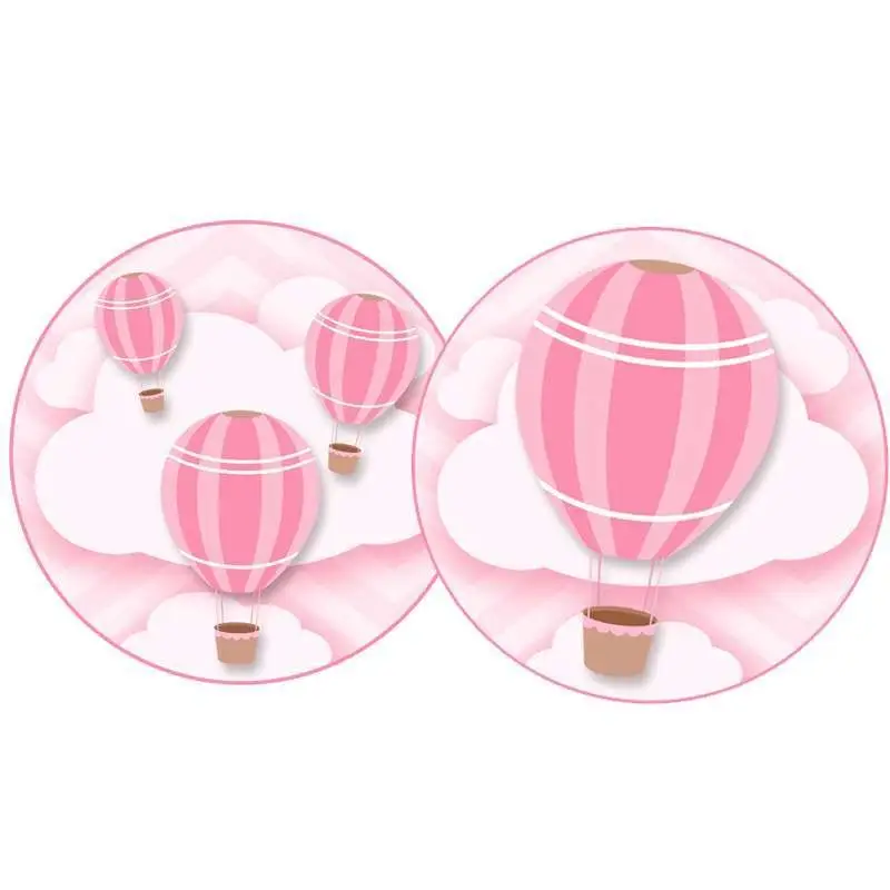 Adesivo tondo mongolfiera rosa