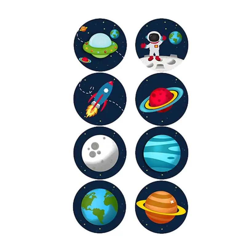 Adesivo tondo a tema space party multiuso per compleanni e feste