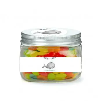 BARATTOLINI BALENA CELESTE BATTESIMO CON JELLY BEANS - 10 PZ