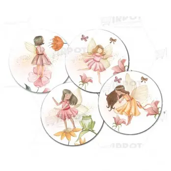 Adesivo tondo 3,5 cm Fatine - Giardino delle fate