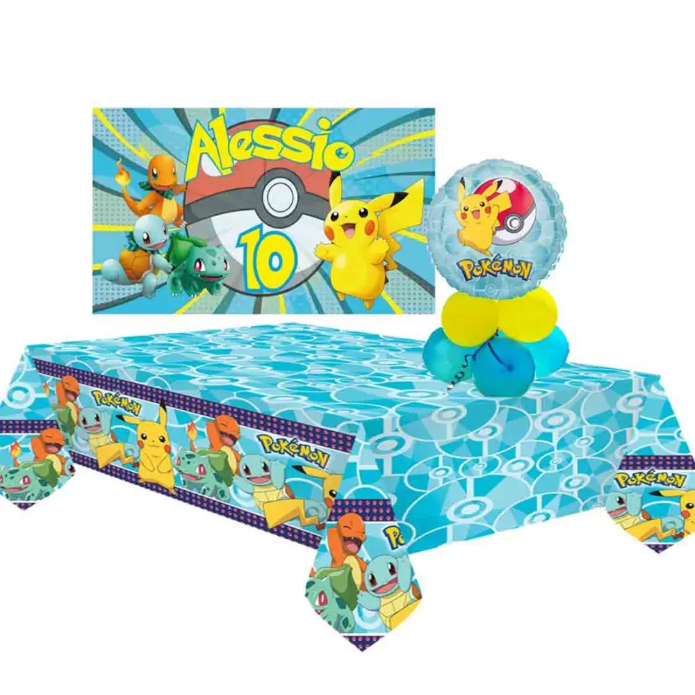 Set allestimento tavola torta Pokemon con Banner Personalizzabile