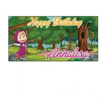 Set allestimento tavola torta Masha e Orso con Banner Personalizzabile