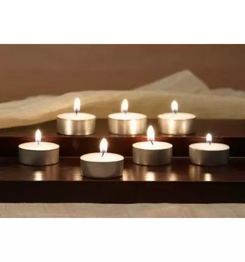 50 X CANDELE TEA LIGHT BIANCHE TONDE