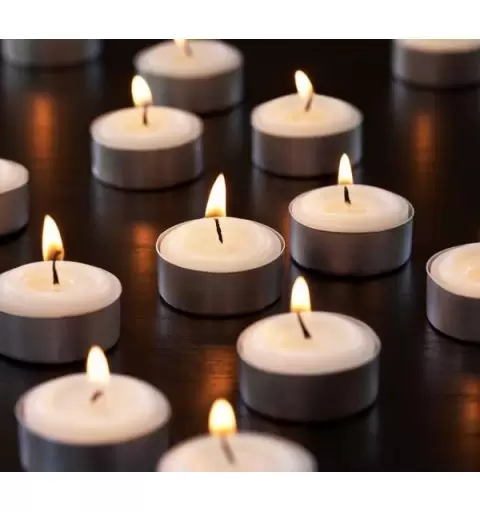 50 X CANDELE TEA LIGHT BIANCHE TONDE