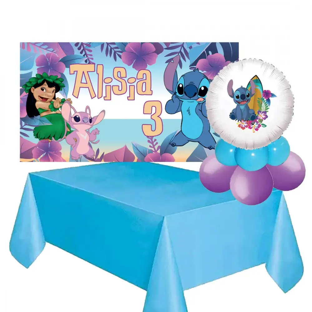 Set allestimento tavola torta Stitch con Banner Personalizzabile