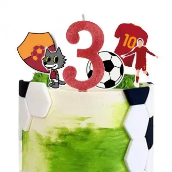 Set per Decorazione Torta AS Roma con 5 Topper Picks e Candelina Numerale
