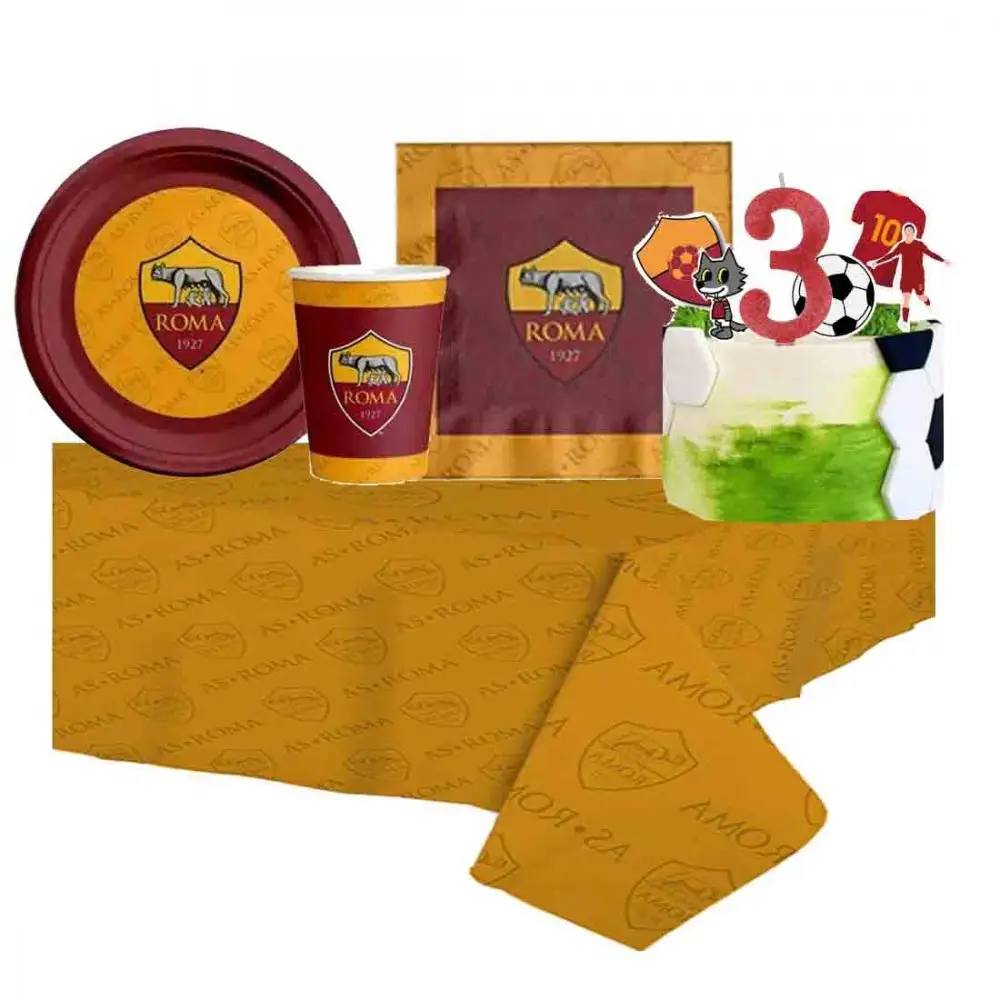 Kit 8 persone A.S. Roma con picks e candelina