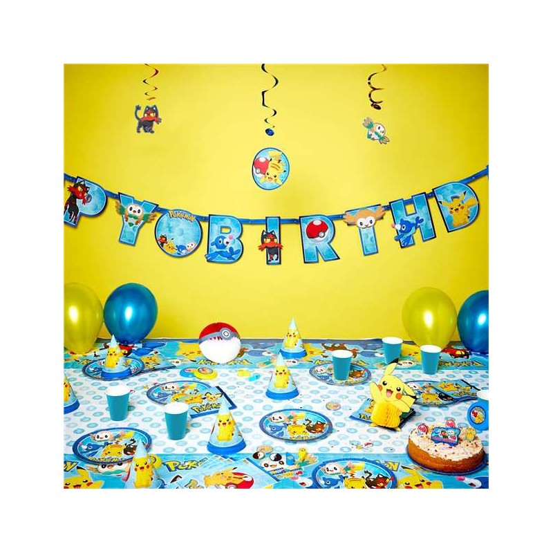 Pokémon Confezione da 16 piatti e tovaglioli per il pranzo con candele di  compleanno (letto per 16) : : Casa e cucina