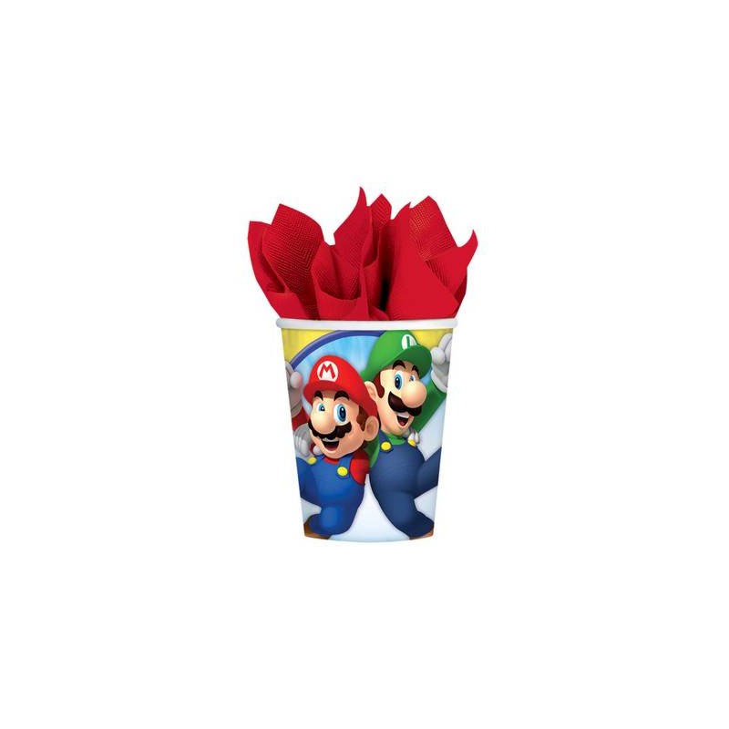 Kit per 8 persone Super Mario con picks torta e candelina