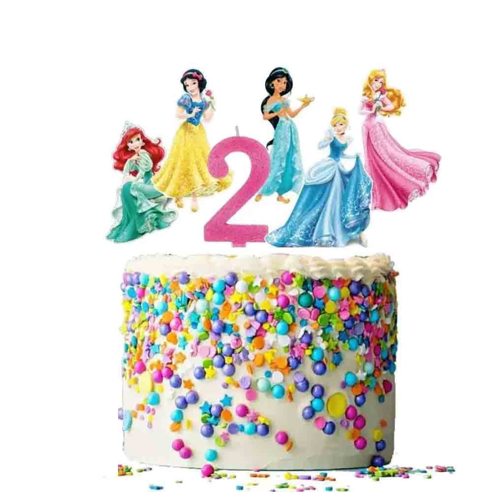 Kit per 8 persone Principesse Disney con picks torta e candelina