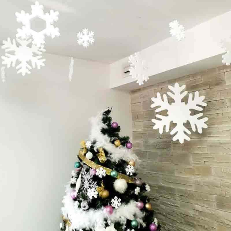 5 Fiocchi di neve in polistiolo decorativi 30 cm